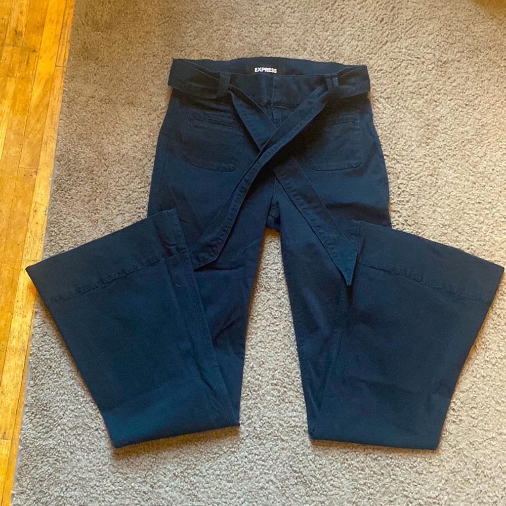 Black high rise bell flare pants